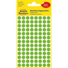   AVERY ZWECKFORM Etikett, 8 mm, kör, eltávolítható, AVERY ZWECKFORM, fűzöld, 416 etikett/csomag
