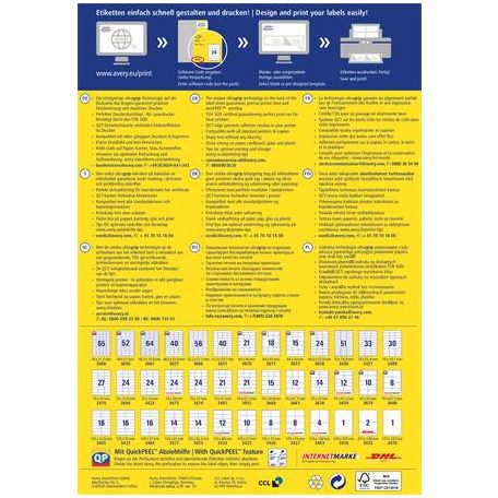 AVERY ZWECKFORM Etikett, univerzális, 70x42,3 mm, AVERY ZWECKFORM, 2100 etikett/csomag
