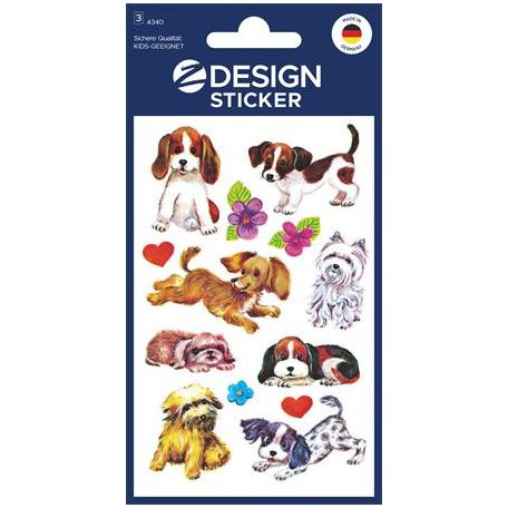 AVERY ZWECKFORM Matrica, papír, 3 ív, 76x120 mm, AVERY ZWECKFORM, "Z-Design No.4340", kiskutyusok
