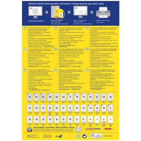 AVERY ZWECKFORM Etikett, univerzális, 97x42,3 mm, AVERY ZWECKFORM, "Sparpack", 780 etikett/csomag