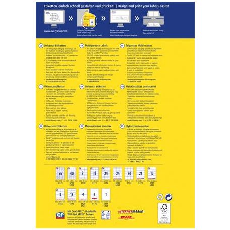 AVERY ZWECKFORM Etikett, univerzális, 97x42,3 mm, AVERY ZWECKFORM, 360 etikett/csomag