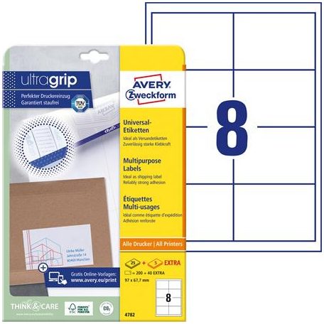 AVERY ZWECKFORM Etikett, univerzális, 97x67,7 mm, AVERY ZWECKFORM, 240 etikett/csomag