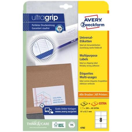 AVERY ZWECKFORM Etikett, univerzális, 97x67,7 mm, AVERY ZWECKFORM, 240 etikett/csomag