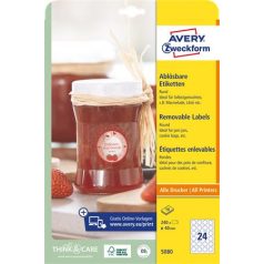   AVERY ZWECKFORM Etikett, 40 mm, kör, eltávolítható, AVERY ZWECKFORM, 240 etikett/csomag