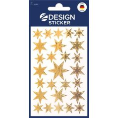   AVERY ZWECKFORM Matrica,  1 ív, 76x120 mm, AVERY ZWECKFORM, "Z-Design No.52252", arany csillagok