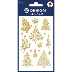   AVERY ZWECKFORM Matrica, papír, 1 ív, 76x120 mm, AVERY ZWECKFORM, "Z-Design No.52273", arany fenyőfák