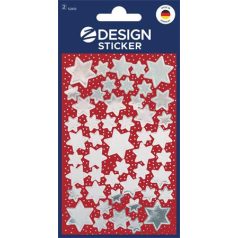   AVERY ZWECKFORM Matrica,  2 ív, 76x120 mm, AVERY ZWECKFORM, "Z-Design No.52812", ezüst csillagok