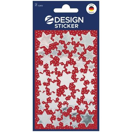 AVERY ZWECKFORM Matrica,  2 ív, 76x120 mm, AVERY ZWECKFORM, "Z-Design No.52812", ezüst csillagok