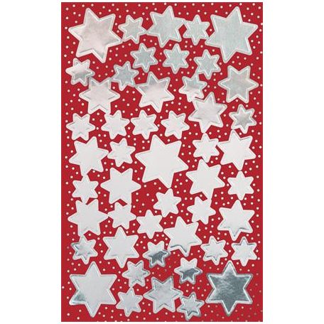 AVERY ZWECKFORM Matrica,  2 ív, 76x120 mm, AVERY ZWECKFORM, "Z-Design No.52812", ezüst csillagok