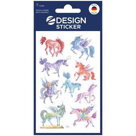 AVERY ZWECKFORM Matrica, papír, 1 ív, 76x120 mm, AVERY ZWECKFORM, "Z-Design No.53148", unikornisok