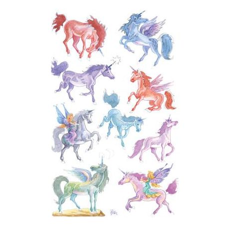 AVERY ZWECKFORM Matrica, papír, 1 ív, 76x120 mm, AVERY ZWECKFORM, "Z-Design No.53148", unikornisok