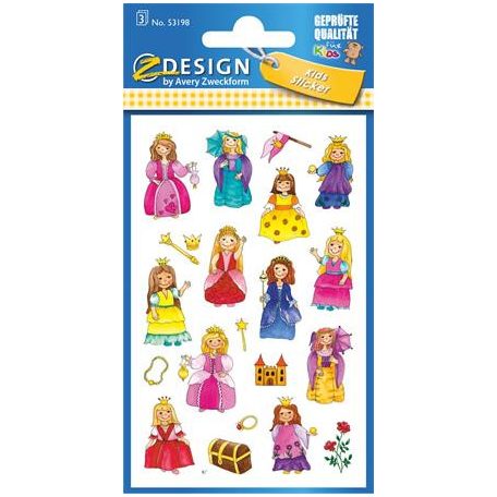 AVERY ZWECKFORM Matrica, papír, 3 ív, 76x120 mm, AVERY ZWECKFORM, "Z-Design No.53198", királylány