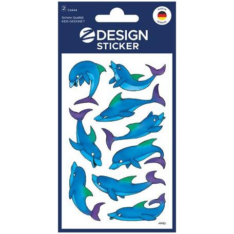 AVERY ZWECKFORM Matrica, papír, 2 ív, 76x120 mm, AVERY ZWECKFORM, "Z-Design No.53444", csillogó delfinek