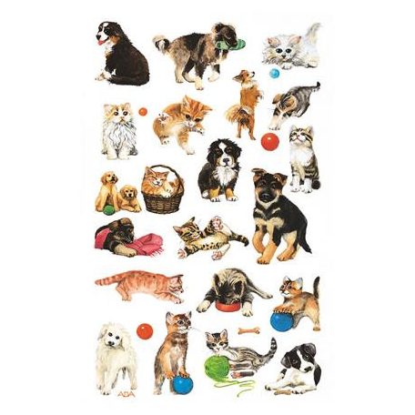 AVERY ZWECKFORM Matrica, papír, 3 ív, 76x120 mm, AVERY ZWECKFORM, "Z-Design No.53487", macska és kutya