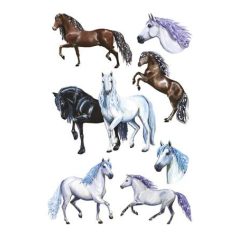   AVERY ZWECKFORM Matrica, papír, 3 ív, 76x120 mm, AVERY ZWECKFORM, "Z-Design No.53692",  rajzolt lovak