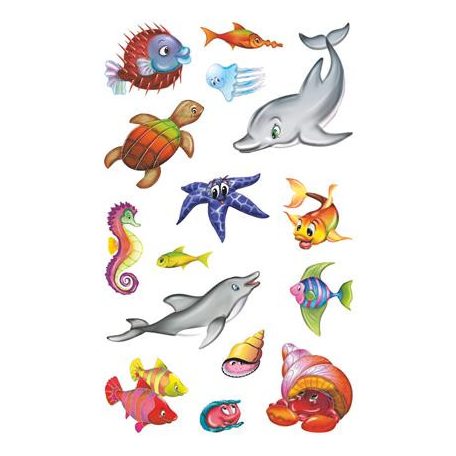 AVERY ZWECKFORM Matrica, papír, 2 ív, 76x120 mm, AVERY ZWECKFORM, "Z-Design No.53707", csillogó tengeri állatok