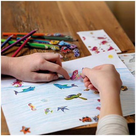 AVERY ZWECKFORM Matrica, papír, 2 ív, 76x120 mm, AVERY ZWECKFORM, "Z-Design No.53707", csillogó tengeri állatok