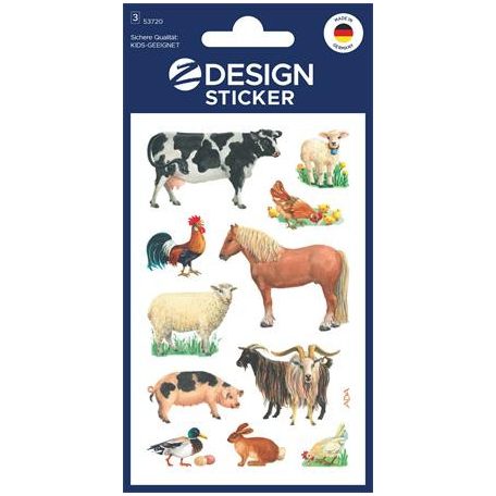 AVERY ZWECKFORM Matrica, papír, 3 ív, 76x120 mm, AVERY ZWECKFORM, "Z-Design No.53720", háziállatok