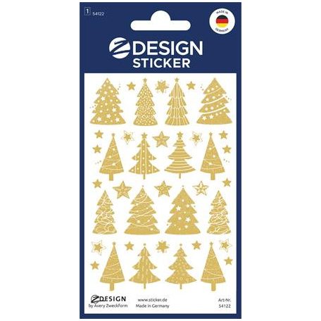 AVERY ZWECKFORM Matrica, 1 ív, 76x120 mm, AVERY ZWECKFORM, "Z-Design No.54122", karácsonyfa