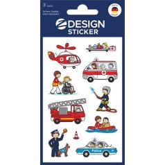   AVERY ZWECKFORM Matrica, papír,  3 ív, 76x120 mm, AVERY ZWECKFORM, "Z-Design No.54137", mentősök, rendőrök, tűzoltók