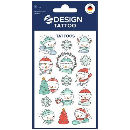 AVERY ZWECKFORM Matrica, tetoválás, 1 ív, 76x120 mm, AVERY ZWECKFORM, "Z-Design No.54152",  hóember