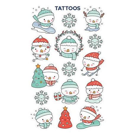 AVERY ZWECKFORM Matrica, tetoválás, 1 ív, 76x120 mm, AVERY ZWECKFORM, "Z-Design No.54152",  hóember