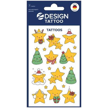 AVERY ZWECKFORM Matrica, tetoválás, 1 ív, 76x120 mm, AVERY ZWECKFORM, "Z-Design No.54153",  csillagok