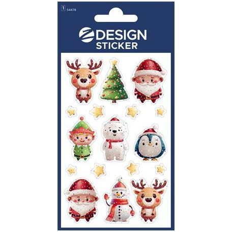 AVERY ZWECKFORM Matrica, 1 ív, 76x120 mm, AVERY ZWECKFORM, "Z-Design No.54478", karácsonyi figurák