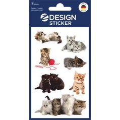   AVERY ZWECKFORM Matrica, papír,  3 ív, 76x120 mm, AVERY ZWECKFORM, "Z-Design No.55971", játékos kölyök cicák