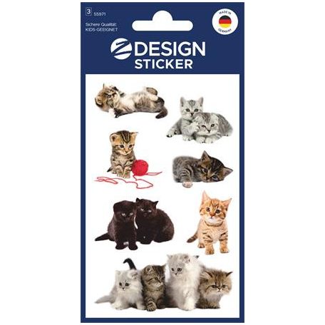 AVERY ZWECKFORM Matrica, papír,  3 ív, 76x120 mm, AVERY ZWECKFORM, "Z-Design No.55971", játékos kölyök cicák