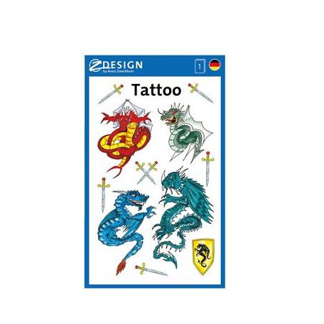AVERY ZWECKFORM Matrica, tetoválás, 1 ív, 76x120 mm, AVERY ZWECKFORM, "Z-Design No.56404", sárkányok