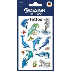   AVERY ZWECKFORM Matrica, tetoválás, 1 ív, 76x120 mm, AVERY ZWECKFORM, "Z-Design No.56439", delfinek tengeri csillagokkal