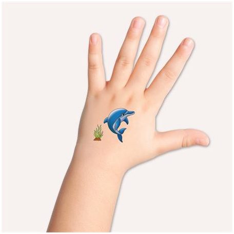 AVERY ZWECKFORM Matrica, tetoválás, 1 ív, 76x120 mm, AVERY ZWECKFORM, "Z-Design No.56439", delfinek tengeri csillagokkal