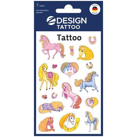 AVERY ZWECKFORM Matrica, tetoválás, 1 ív, 76x120 mm, AVERY ZWECKFORM, "Z-Design No.56681", csillámos lovak
