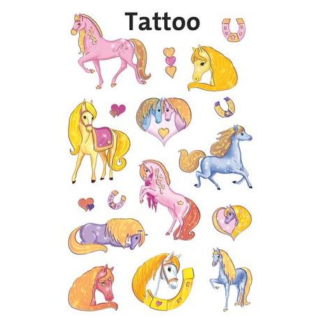 AVERY ZWECKFORM Matrica, tetoválás, 1 ív, 76x120 mm, AVERY ZWECKFORM, "Z-Design No.56681", csillámos lovak