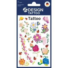   AVERY ZWECKFORM Matrica, tetoválás, 1 ív, 76x120 mm, AVERY ZWECKFORM, "Z-Design No.56691", színes virágok