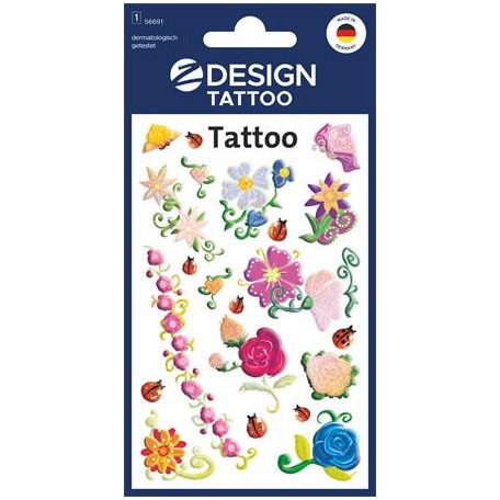 AVERY ZWECKFORM Matrica, tetoválás, 1 ív, 76x120 mm, AVERY ZWECKFORM, "Z-Design No.56691", színes virágok