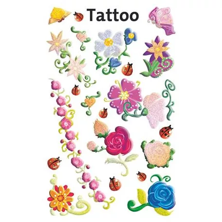 AVERY ZWECKFORM Matrica, tetoválás, 1 ív, 76x120 mm, AVERY ZWECKFORM, "Z-Design No.56691", színes virágok