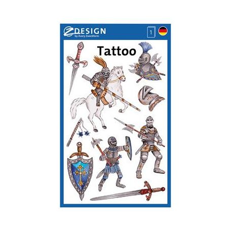 AVERY ZWECKFORM Matrica, tetoválás, 1 ív, 76x120 mm, AVERY ZWECKFORM, "Z-Design No.56739", lovagok