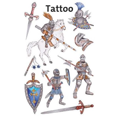 AVERY ZWECKFORM Matrica, tetoválás, 1 ív, 76x120 mm, AVERY ZWECKFORM, "Z-Design No.56739", lovagok