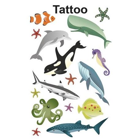 AVERY ZWECKFORM Matrica, tetoválás, 1 ív, 76x120 mm, AVERY ZWECKFORM, "Z-Design No.56765", óceán