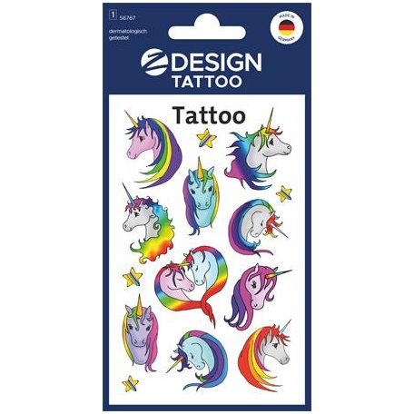 AVERY ZWECKFORM Matrica, tetoválás, 1 ív, 76x120 mm, AVERY ZWECKFORM, "Z-Design No.56767",  unikornisok