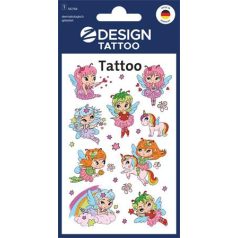   AVERY ZWECKFORM Matrica, tetoválás, 1 ív, 76x120 mm, AVERY ZWECKFORM, "Z-Design No.56768",  tündérlányok és unikornisok