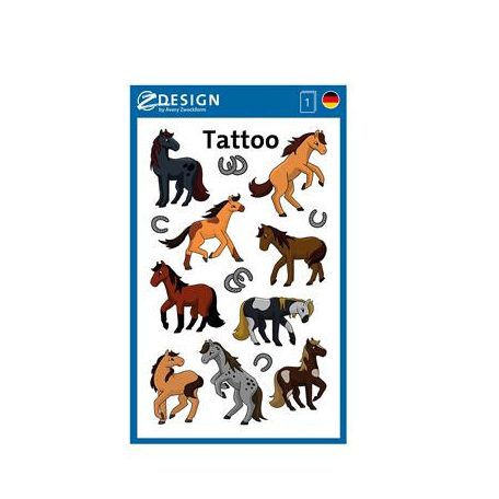 AVERY ZWECKFORM Matrica, tetoválás, 1 ív, 76x120 mm, AVERY ZWECKFORM, "Z-Design No.56769",  lovak