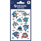 AVERY ZWECKFORM Matrica, tetoválás, 1 ív, 76x120 mm, AVERY ZWECKFORM, "Z-Design No.56770",  cápák