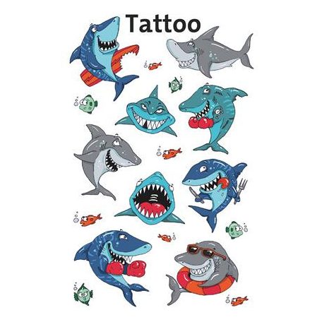 AVERY ZWECKFORM Matrica, tetoválás, 1 ív, 76x120 mm, AVERY ZWECKFORM, "Z-Design No.56770",  cápák