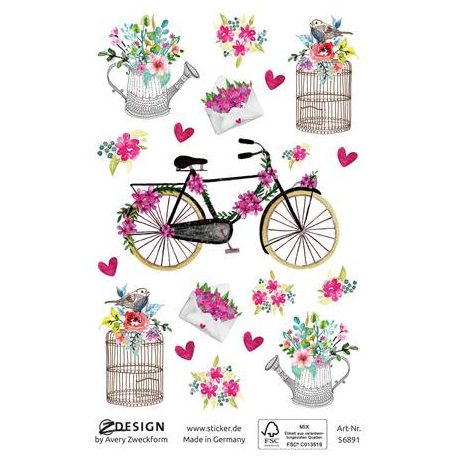 AVERY ZWECKFORM Matrica, papír, 3 ív, 76x120 mm, AVERY ZWECKFORM, "Z-Design No.56891", virágok