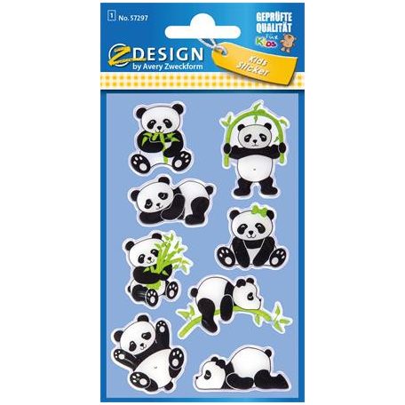 AVERY ZWECKFORM Matrica, műanyag, 1 ív, 76x120 mm, AVERY ZWECKFORM, "Z-Design No.57297", panda