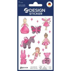   AVERY ZWECKFORM Matrica, papír, 1 ív, 76x120 mm, AVERY ZWECKFORM, "Z-Design No.57391", rózsaszín tündér világ