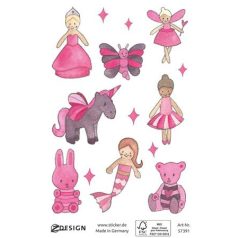   AVERY ZWECKFORM Matrica, papír, 1 ív, 76x120 mm, AVERY ZWECKFORM, "Z-Design No.57391", rózsaszín tündér világ